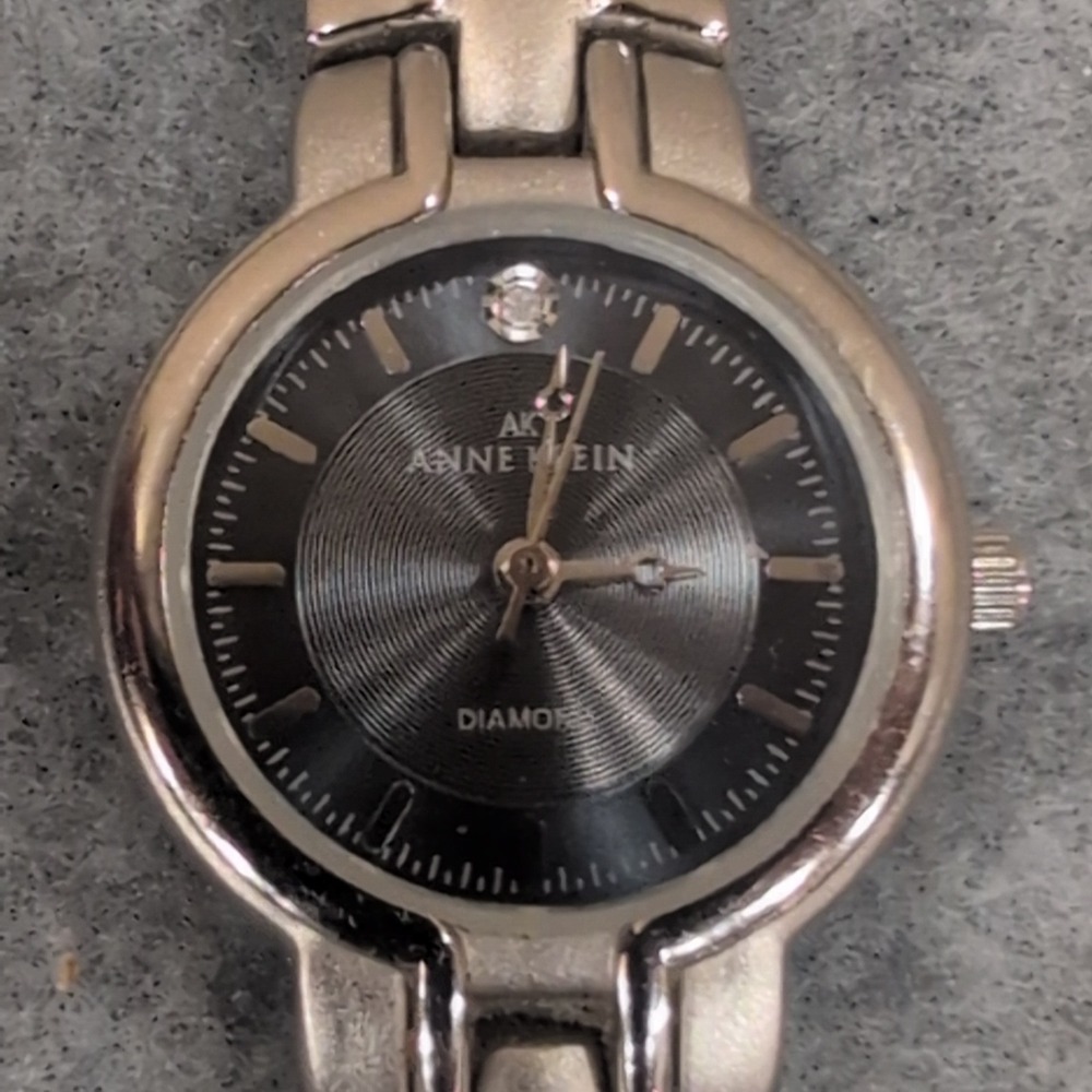 Anne Klein Diamond Accent Women's Silver Tone Bracelet Watch Dark Gray Dial - Picture 1 of 5